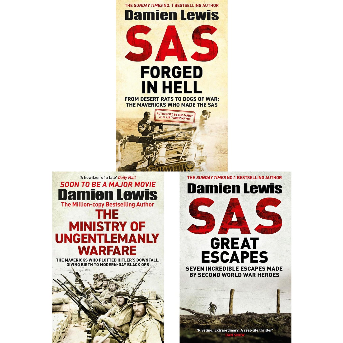 Damien Lewis’s World War II Collection (3 Books Set): SAS Forged in Hell, The Ministry of Ungentlemanly Warfare, and SAS Great Escapes
