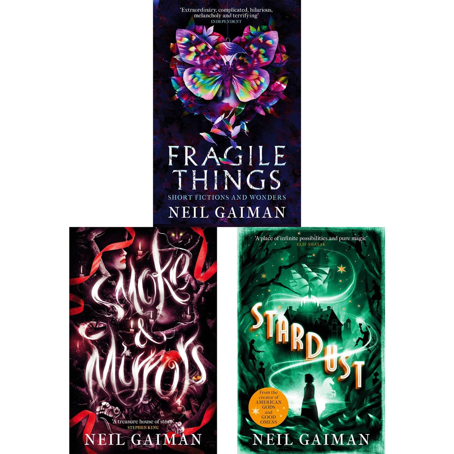 Neil Gaiman Collection: Tales of Wonder and Mystery with 'Fragile Things,' 'Smoke and Mirrors,' and 'Stardust