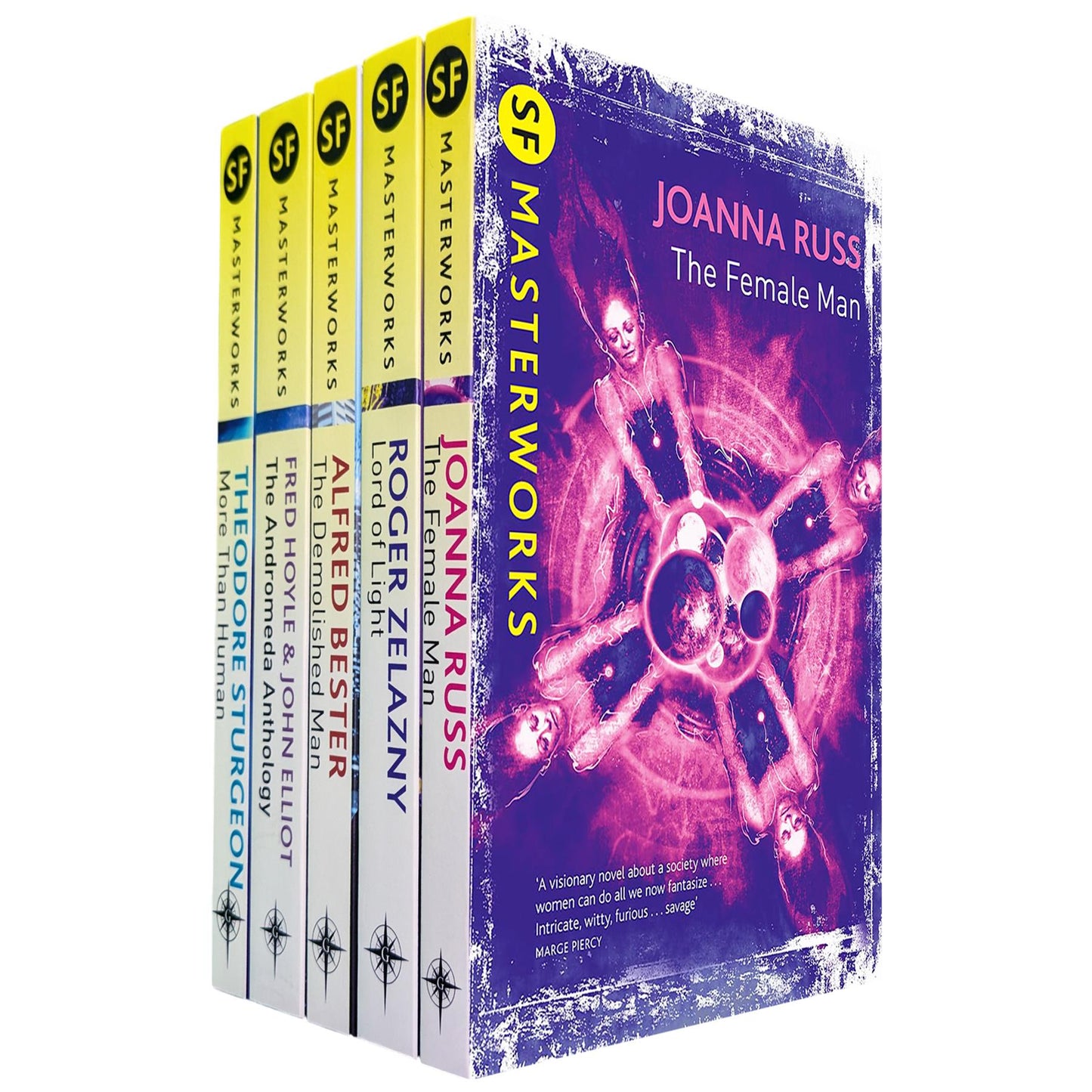 SF Masterworks Human Mind Collection – Exploring Self, Identity & Intelligence in More Than Human, Andromeda Anthology, The Demolished Man, Lord of Light, Female Man (5-Book Set)