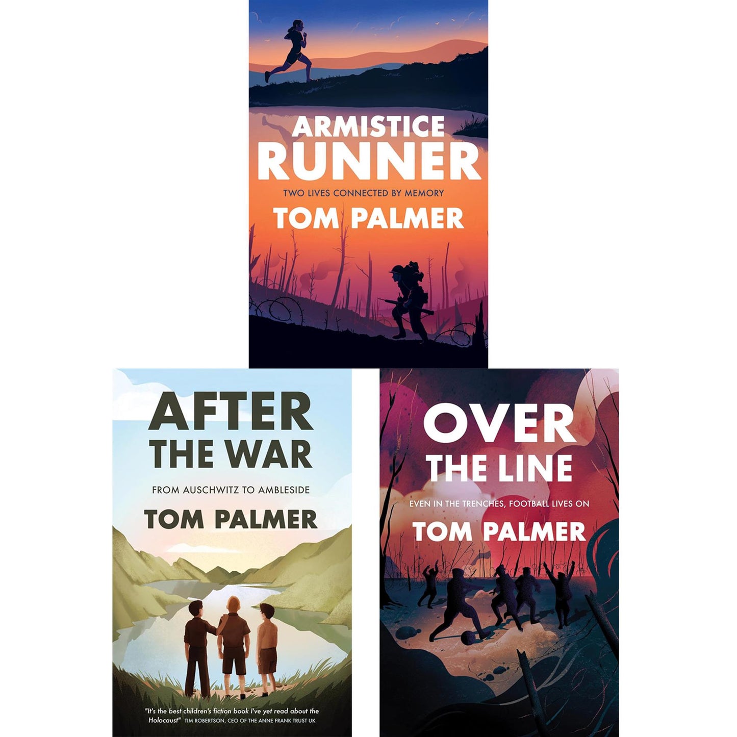 Wartime Bravery Collection by Tom Palmer: Inspiring Stories of Young Resilience in Over the Line, Armistice Runner, and After the War