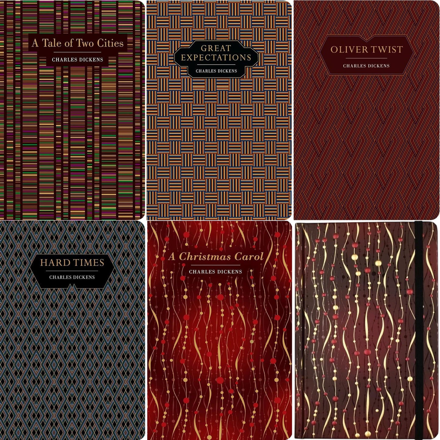 The Charles Dickens Collection: A Tale of Two Cities, Great Expectations, Oliver Twist & More (Hardcover, 5 Books) with a Matching Ruled Notebook in Exquisite Chiltern Editions