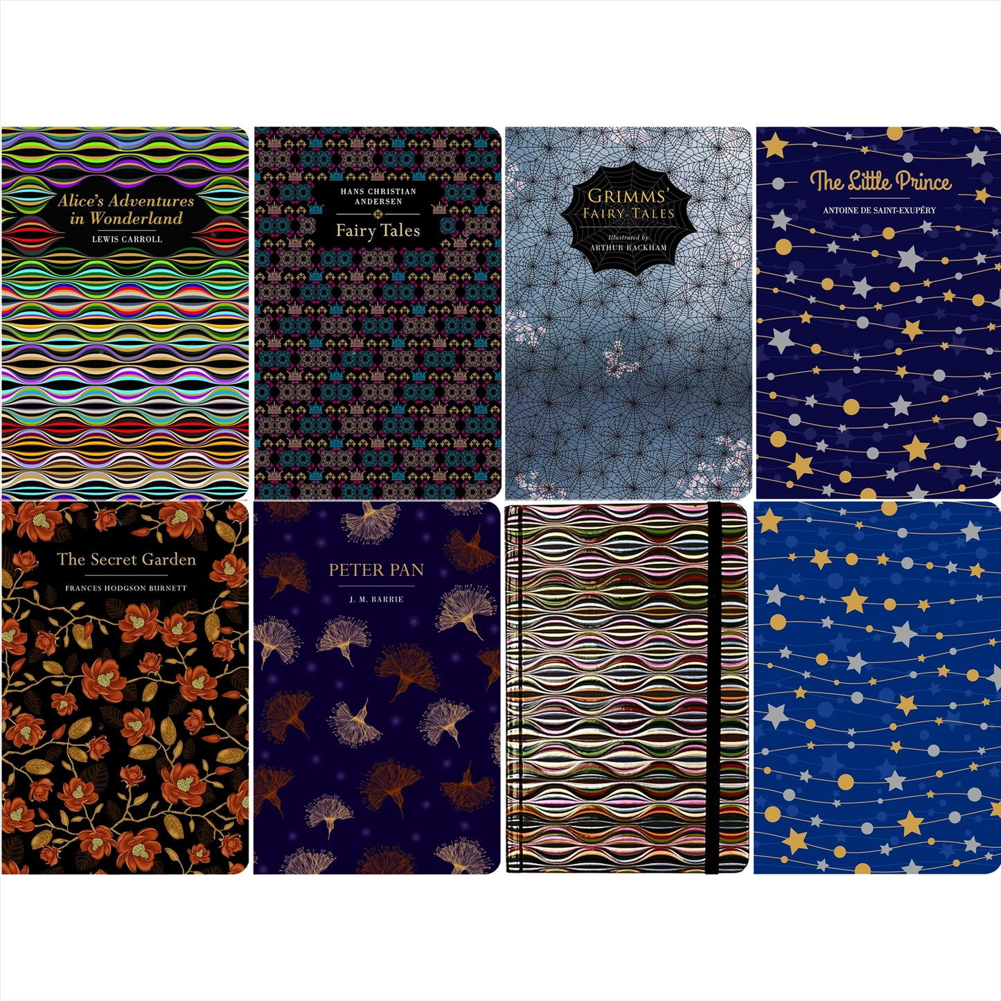 The Classic Fairy Tales & Fantasy Collection: Andersen, Grimm, Alice’s Adventures & More (Hardcover, 6 Books) with Two Notebooks – Magical Stories in Exquisite Chiltern Editions