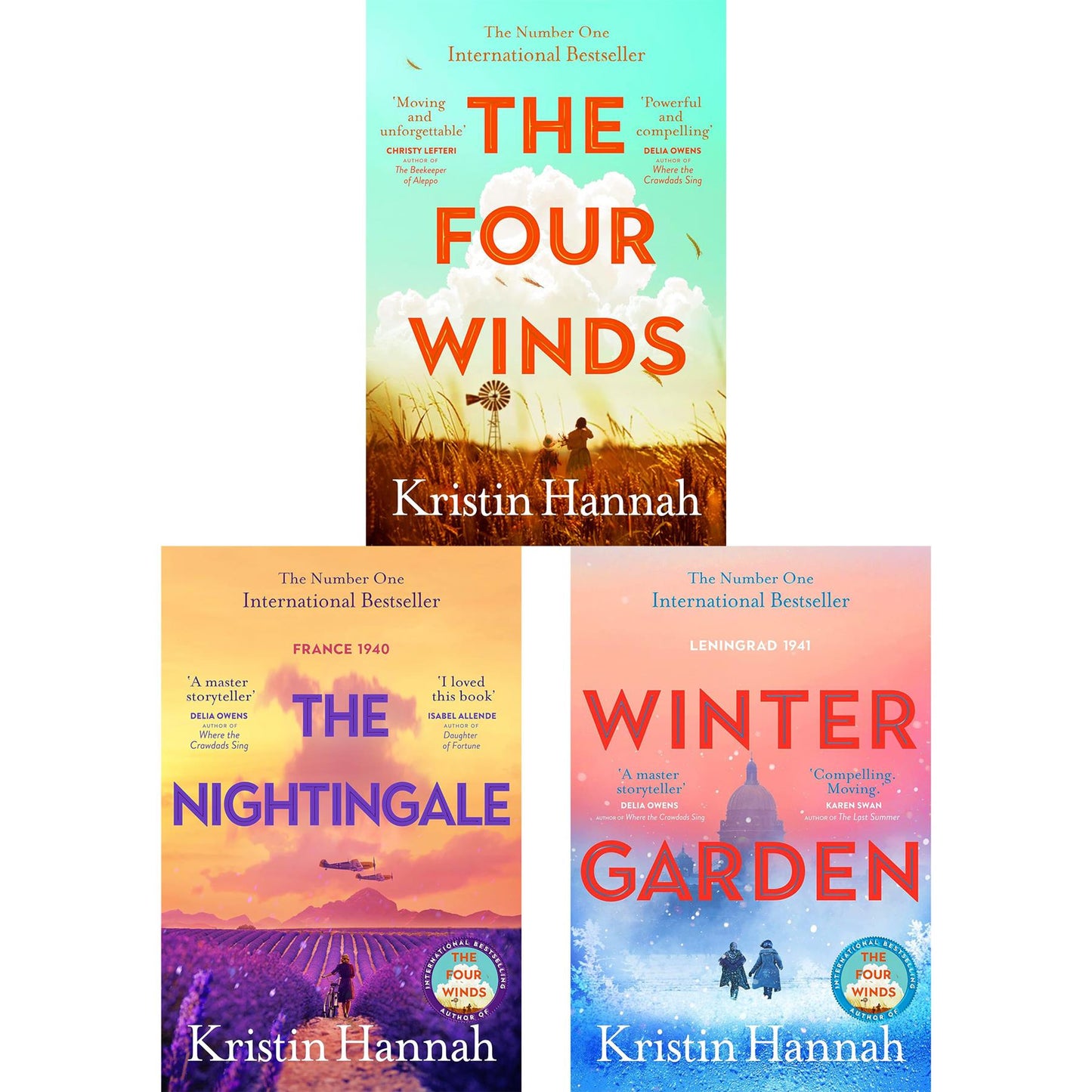Kristin Hannah’s Historical Fiction Collection (3 Books Set): The Four Winds, The Nightingale, and Winter Garden – Stories of Survival, Resistance, and Family Secrets in Different Historical Eras