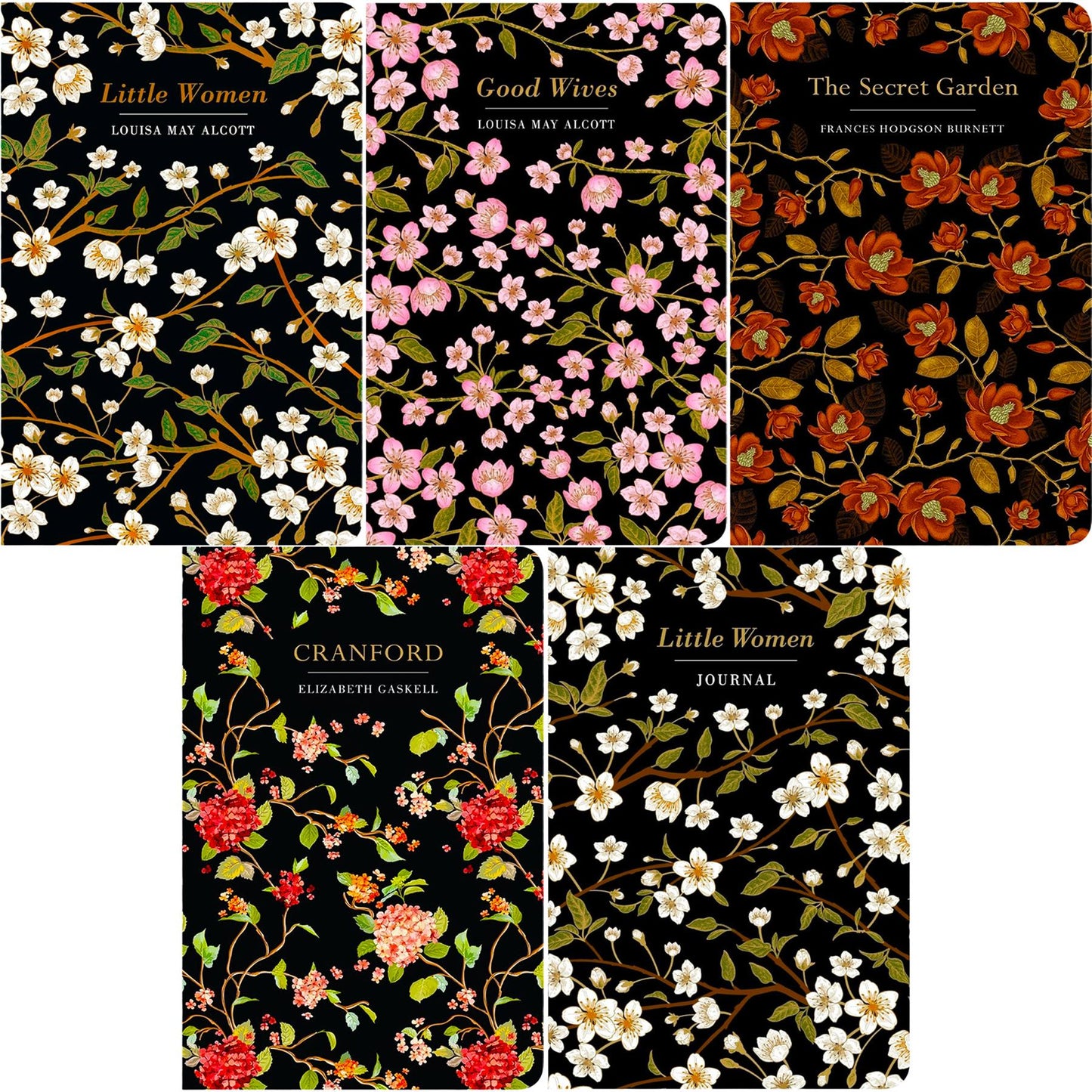 Little Women & Good Wives by L. M. Alcott, The Secret Garden by F. H. Burnett & Cranford by E. Gaskell (Hardcover, 4 Books) with a Journal – Timeless Classics in Exquisite Chiltern Editions