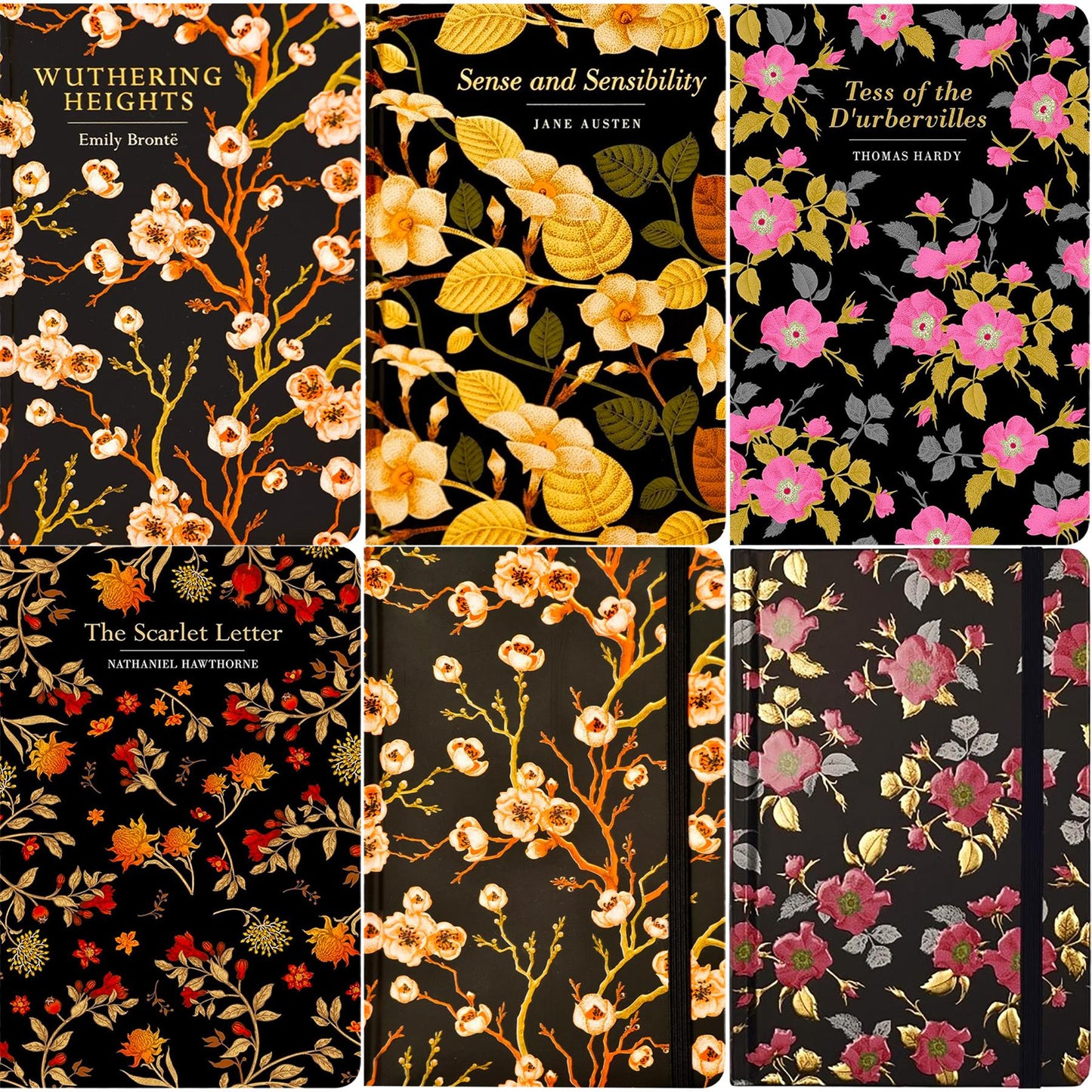 Timeless Love & Redemption: Sense and Sensibility, Wuthering Heights, Tess of the d’Urbervilles & The Scarlet Letter (Hardcover, 4 Books) with Two Matching Notebooks – Exquisite Chiltern Editions