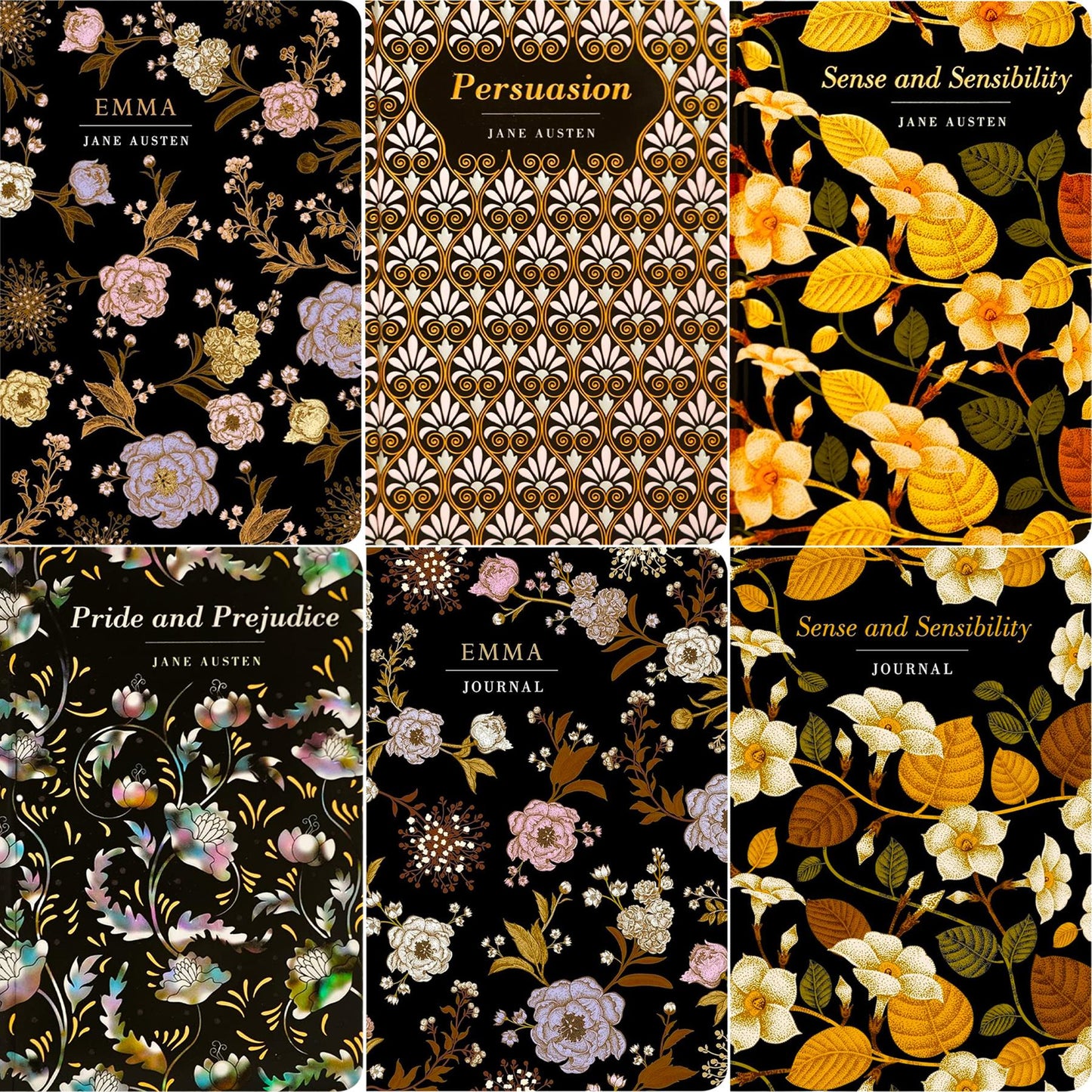 Austen’s Best-Loved Works: Emma, Pride and Prejudice & More (Hardcover, 4 Books) with Two Matching Journals in Beautiful Chiltern Editions