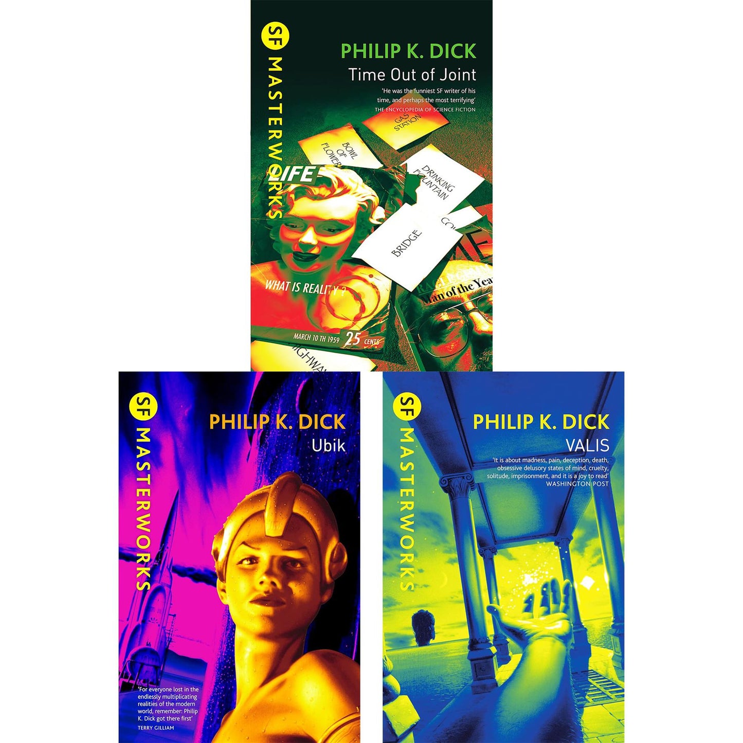Philip K. Dick SF Masterworks Collection – Reality, Identity & Consciousness in Time Out of Joint, Ubik & Valis (3-Book Set)