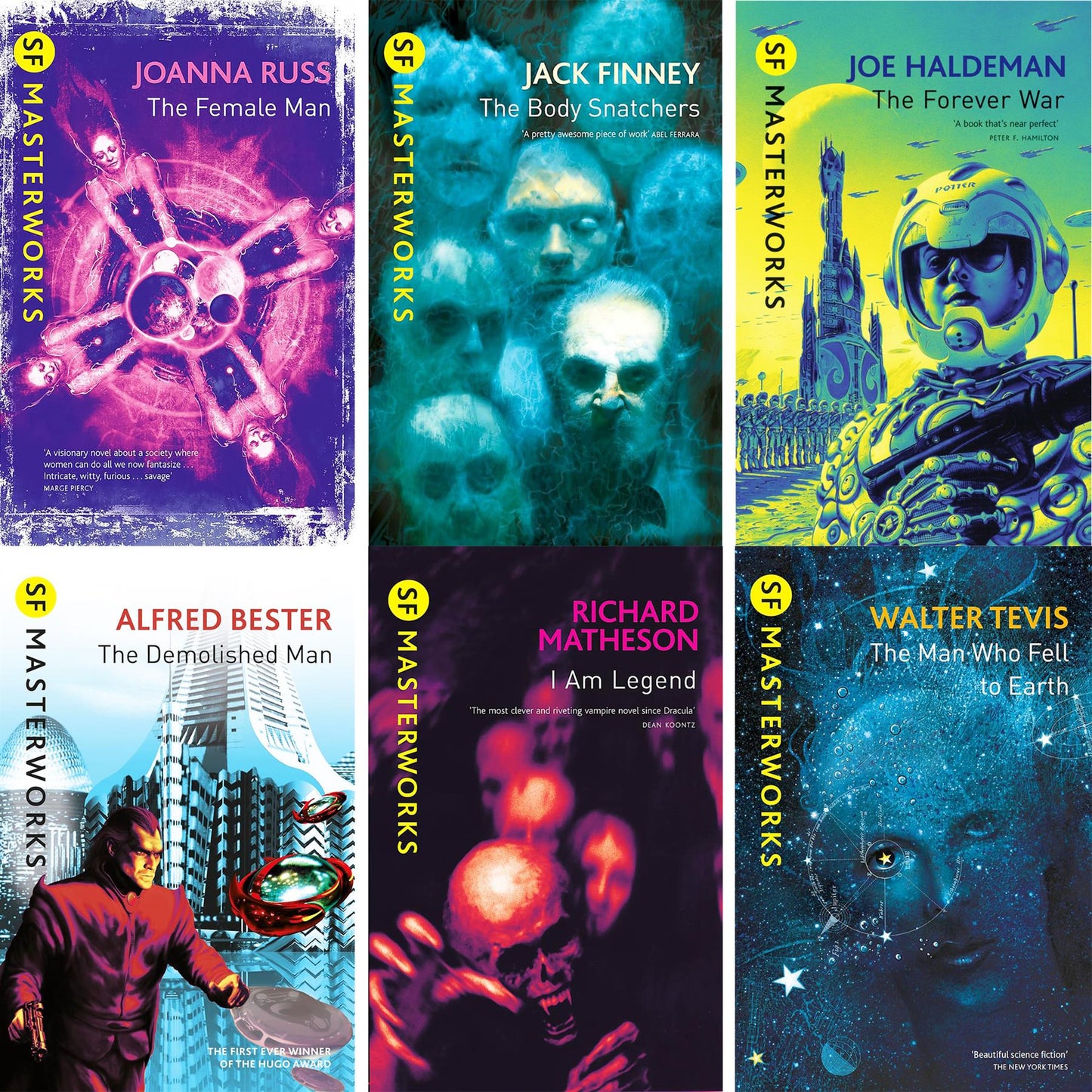 SF Masterworks Collection – Classic Dystopian & Utopian Futures in Female Man by Joanna Russ, Body Snatchers by Jack Finney, The Forever War by Joe Haldeman & More (6-Book Set)