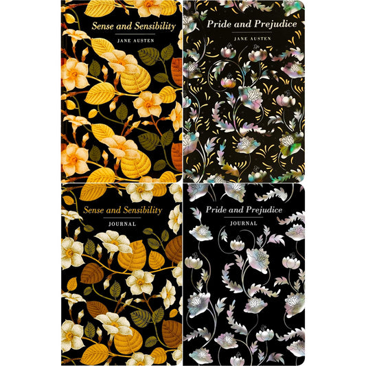The Jane Austen Romance Collection: Sense and Sensibility & Pride and Prejudice (Hardcover, 2 Books) with Two Matching Journals in Exquisite Chiltern Editions