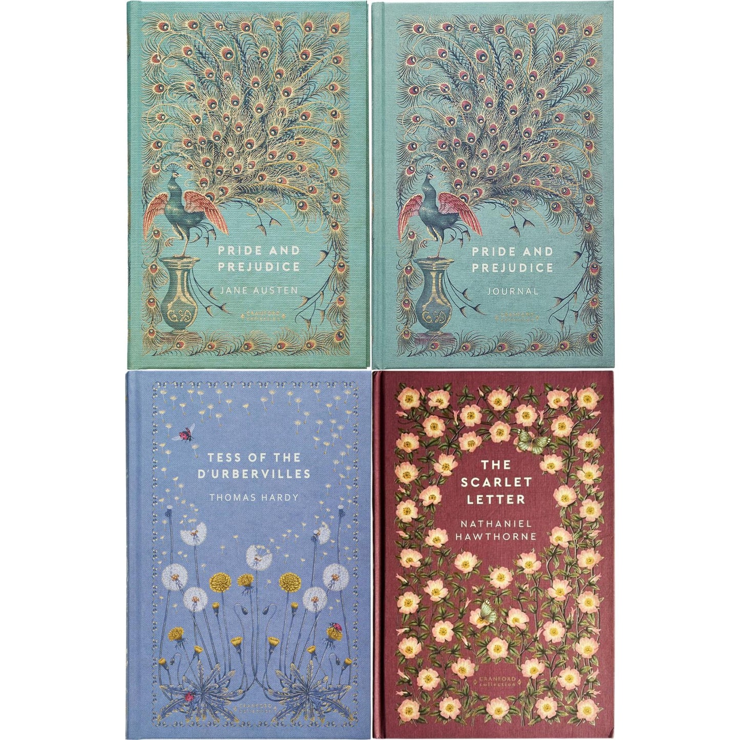 Pride and Prejudice by J. Austen, Tess of the d’Urbervilles by T. Hardy & The Scarlet Letter by N. Hawthorne (Hardcover, 3 Books) with Journal – A Cranford Edition Set of Love, Fate & Redemption