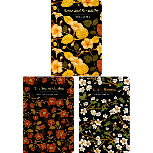 Sense and Sensibility by J. Austen, The Secret Garden by F. H. Burnett & Little Women by L. M. Alcott (Hardcover, 3 Books) in Exquisite Chiltern Editions