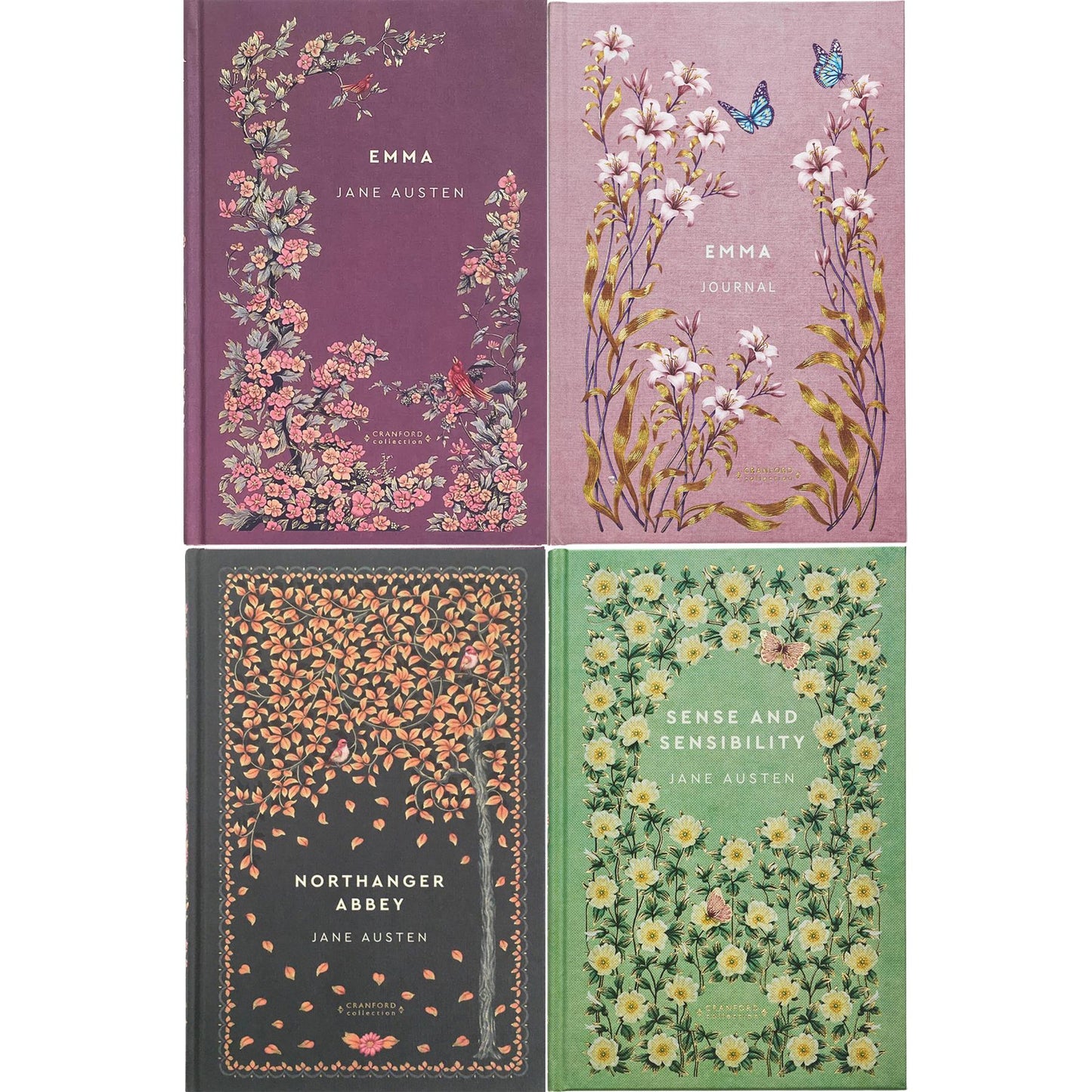 Emma, Northanger Abbey, and Sense and Sensibility by Jane Austen (Hardcover) with Emma Journal – An Elegant Cranford Edition Set of Wit, Romance, and Social Insight
