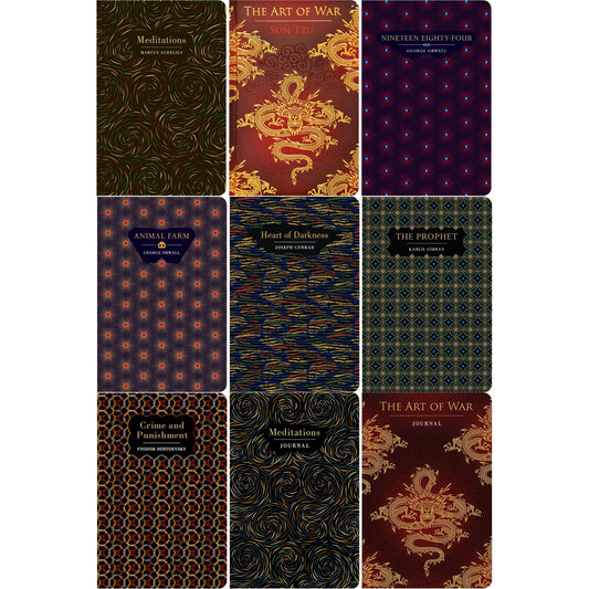 The Philosophy & Society Collection: Meditations, The Art of War, 1984, Animal Farm & More (Hardcover, 7 Books) with Two Matching Journals – Timeless Works in Exquisite Chiltern Editions