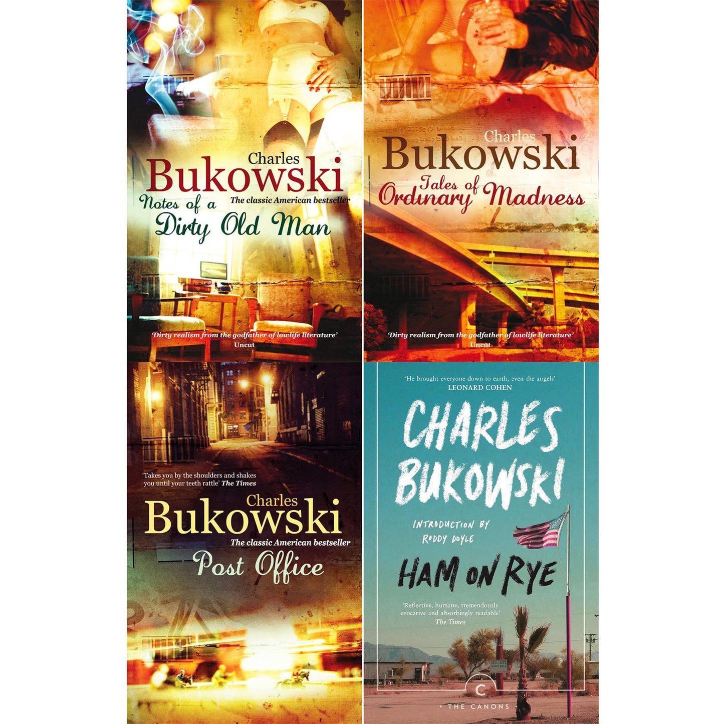 Charles Bukowski Four-Book Collection: Ham on Rye, Notes of a Dirty Old Man, Tales of Ordinary Madness, and Post Office – Raw and Provocative Stories of Life’s Gritty Realities