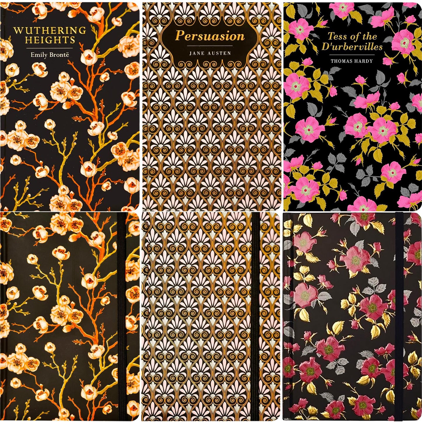 Persuasion by J. Austen, Wuthering Heights by E. Brontë & Tess of the d’Urbervilles by T. Hardy (Hardcover, 3 Books) with Three Matching Notebooks in Exquisite Chiltern Editions