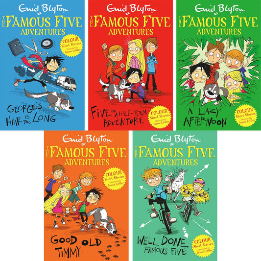 Famous Five Colour Short Stories – 5-Book Collection by Enid Blyton: Classic Adventures Including George’s Hair, Half-Term Adventure & More