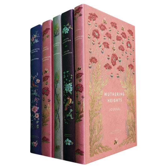 Heroines & Society: Jane Eyre & Wuthering Heights by C. & E. Brontë, Cranford by E. Gaskell, The Age of Innocence by E. Wharton (Hardcover, 4 Books) with Journal – Beautiful Cranford Editions