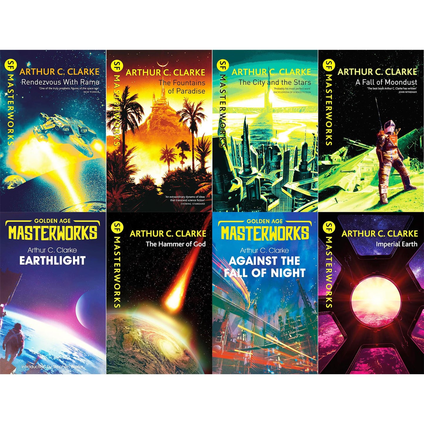 Arthur C. Clarke Sci-Fi Collection: Rendezvous with Rama, Fountains of Paradise, The City and the Stars & More – Masterworks of Space Exploration & Dystopian Fiction (8-Book Set)