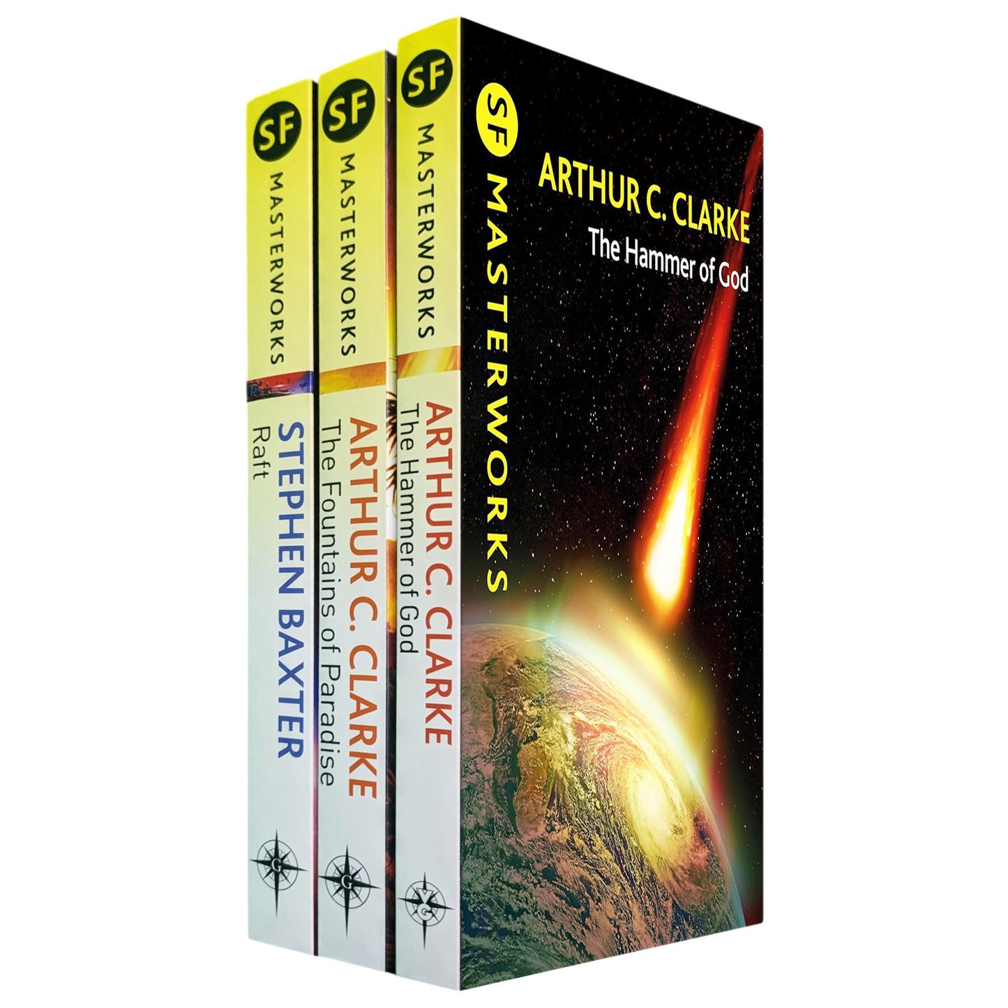 SF Masterworks Collection – Space Exploration, Survival & Human Evolution in Raft by Stephen Baxter, Fountains of Paradise & Hammer of God by Arthur C. Clarke (3-Book Set)