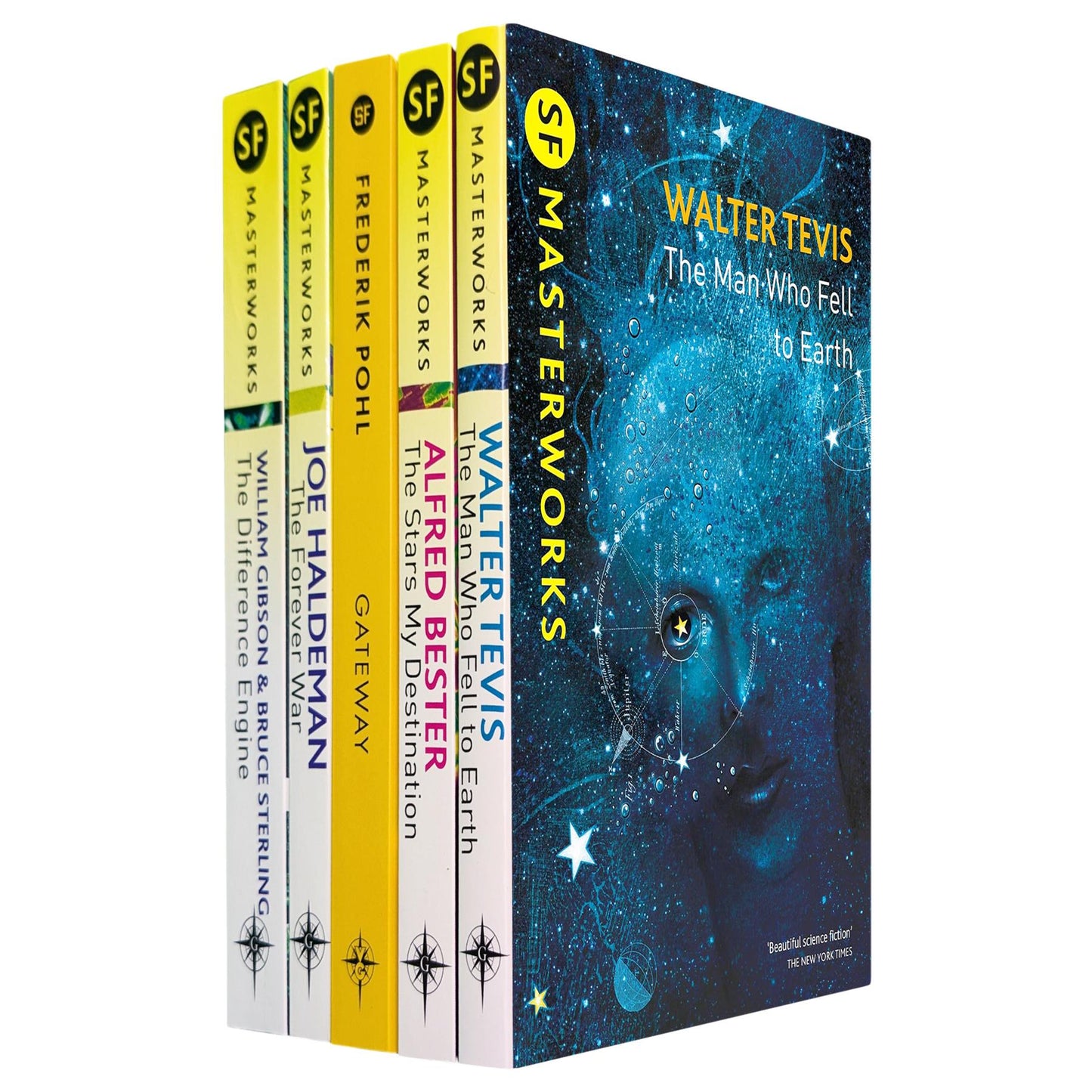SF Masterworks Collection – Sci-Fi Classics of Technology & Space Exploration in The Difference Engine by Gibson & Sterling, The Forever War by Haldeman, Gateway by Pohl & More (5-Book Set)