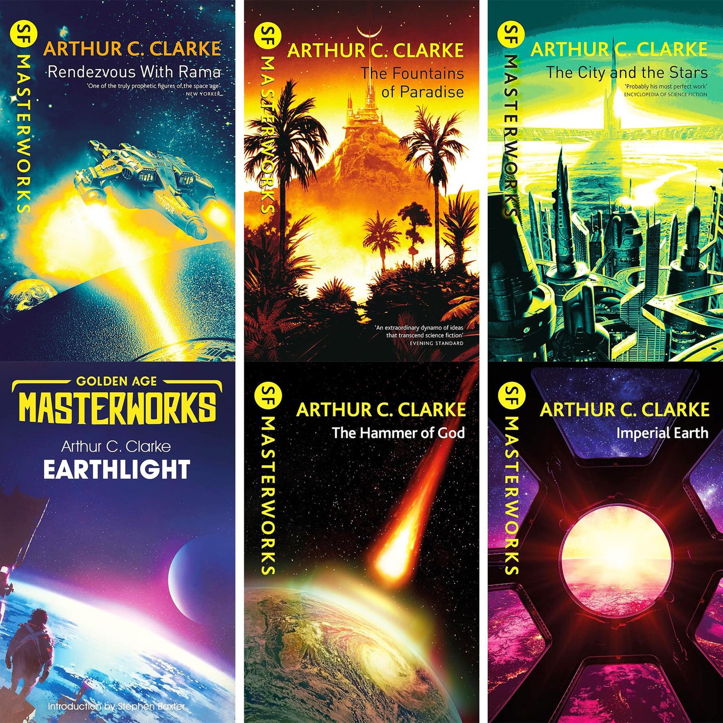 SF Masterworks Collection: Rendezvous with Rama, Fountains of Paradise & More – Classic Sci-Fi by Arthur C. Clarke (6 Books, Paperback)