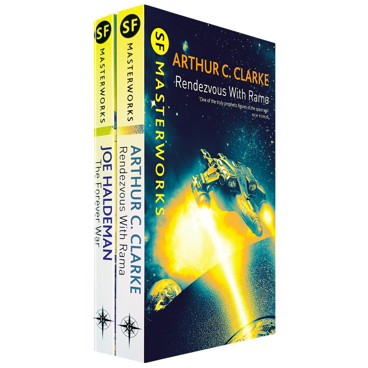 SF Masterworks Collection – Time Dilation, Alien Encounters & Intergalactic Conflict in The Forever War by Joe Haldeman & Rendezvous with Rama by Arthur C. Clarke (2-Book Set)