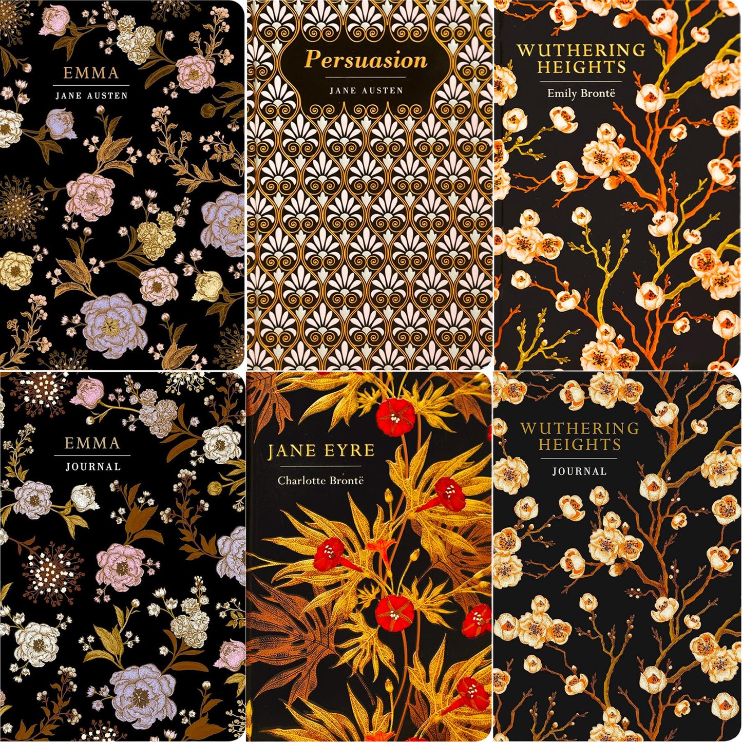 Timeless Heroines Collection: Persuasion, Emma, Wuthering Heights & Jane Eyre (Hardcover, 4 Books) with Two Matching Journals – Classic Romance & Gothic Drama in Exquisite Chiltern Editions