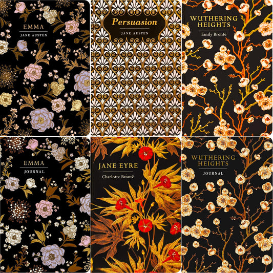 Timeless Heroines Collection: Persuasion, Emma, Wuthering Heights & Jane Eyre (Hardcover, 4 Books) with Two Matching Journals – Classic Romance & Gothic Drama in Exquisite Chiltern Editions