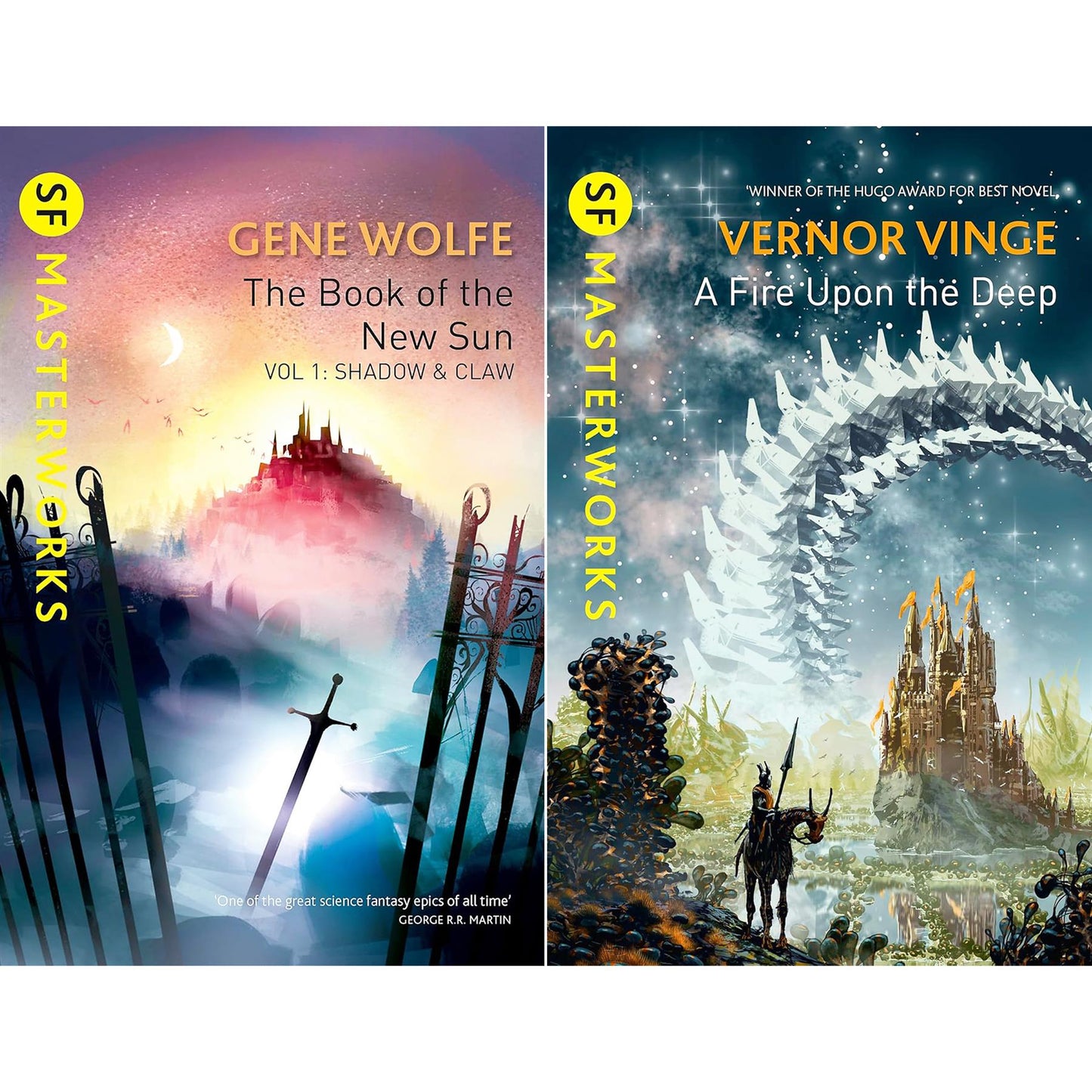 SF Masterworks Collection – Epic Worlds & Boundless Imagination in Shadow & Claw by Gene Wolfe & Fire Upon the Deep by Vernor Vinge (2-Book Set)