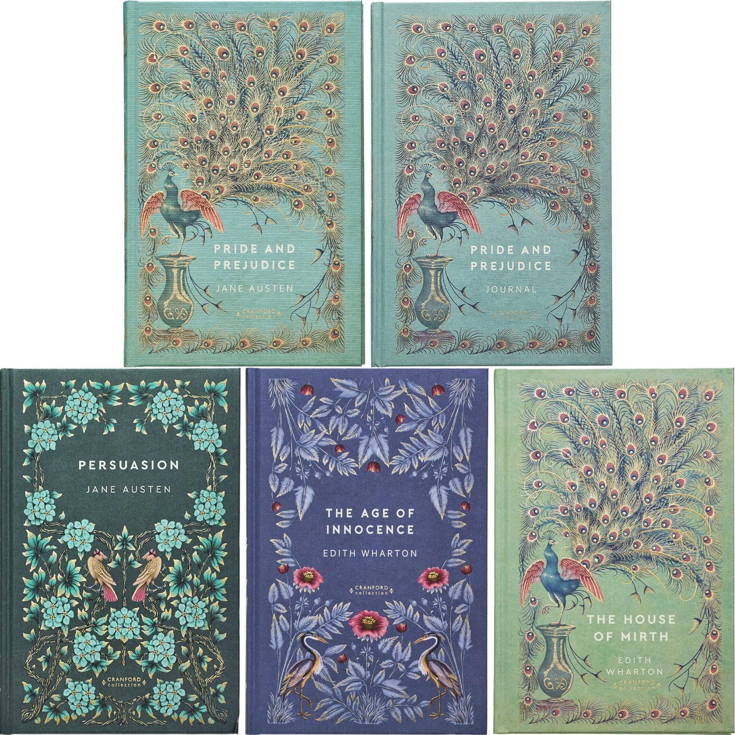 Pride and Prejudice & Persuasion by Jane Austen, The Age of Innocence & The House of Mirth by Edith Wharton (Hardcover, 4 Books) with Journal – A Cranford Edition Set of Love, Society & Ambition