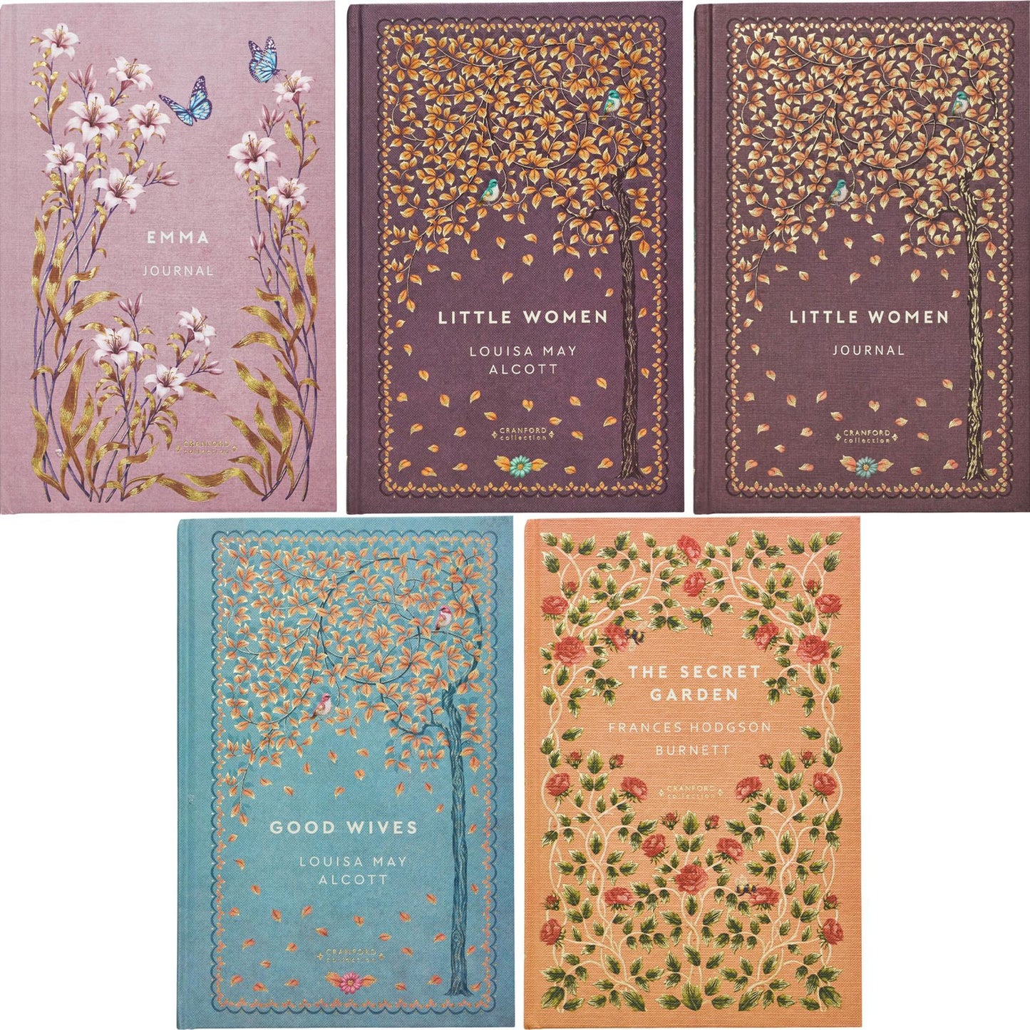 Pride and Prejudice by J. Austen, Little Women by L. M. Alcott, The Secret Garden by F. H. Burnett & More (Hardcover, 6 Books) with 3 Journals – A Beautiful Cranford Edition