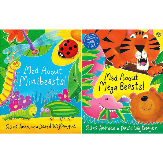 Mad About Minibeasts! & Mad About Mega Beasts!: A Fun Collection by Giles Andreae & David Wojtowycz, Featuring Rhymes and Colorful Illustrations of Fascinating Small and Large Creatures
