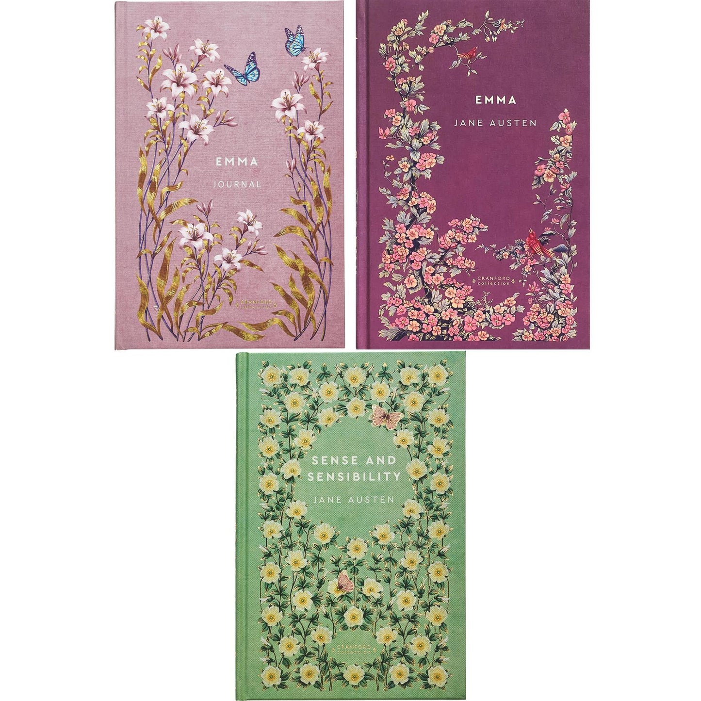 Emma & Sense and Sensibility by Jane Austen (Hardcover, 2 Books) with Emma Journal – An Elegant Cranford Edition Set of Wit, Romance, and Social Charm