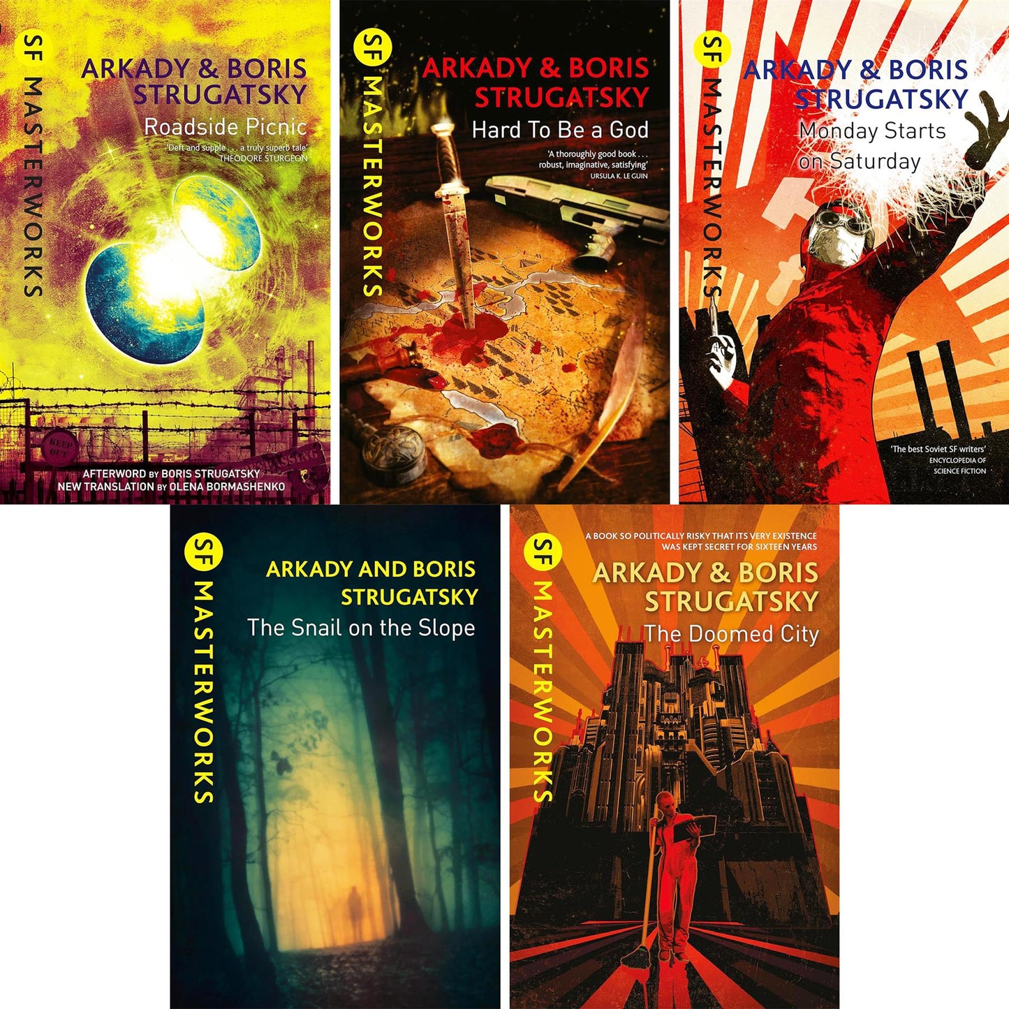 Strugatsky Brothers SF Masterworks: Dystopian Realities, Philosophy & Society in Roadside Picnic, Hard To Be A God, Monday Starts on Saturday, Snail on the Slope & Doomed City (5-Book Set)