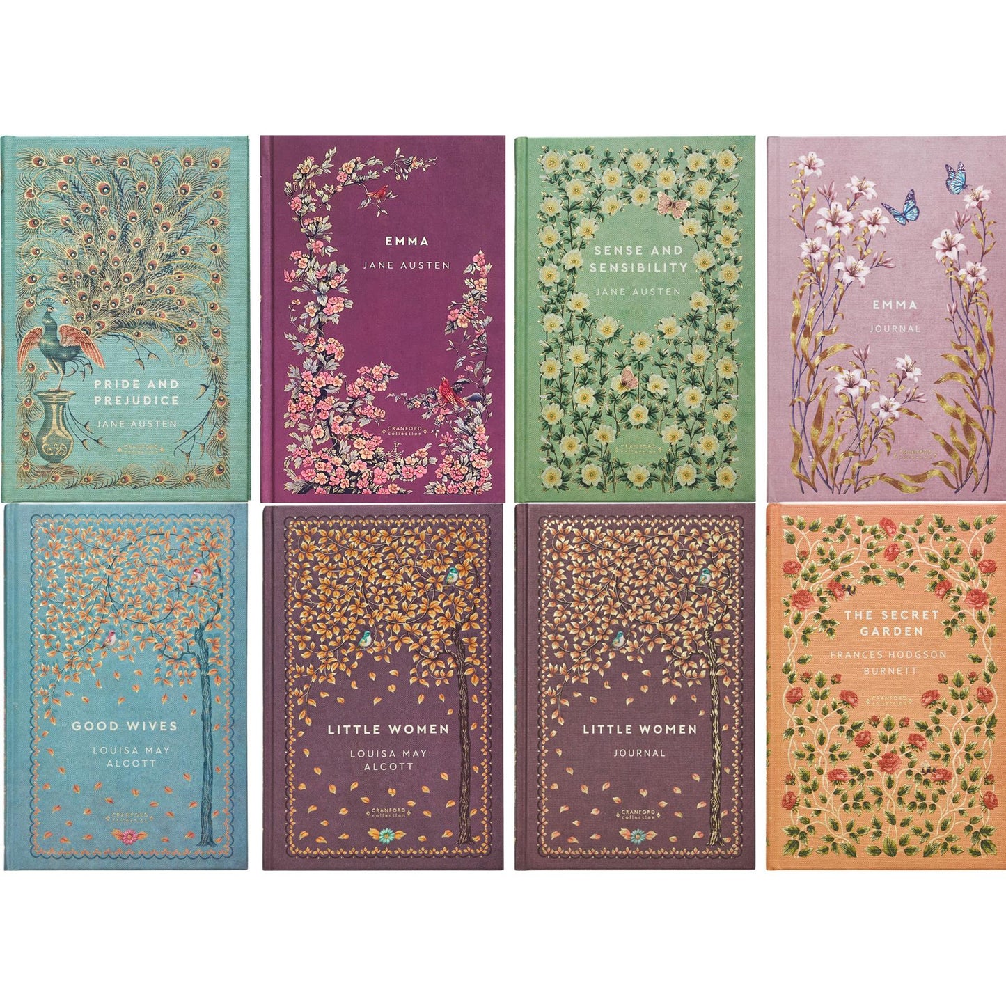 Emma by J. Austen, Little Women by L. M. Alcott, The Secret Garden by F. H. Burnett & More (Hardcover, 6 Books) with Little Women & Emma Journals – A Beautiful Cranford Edition