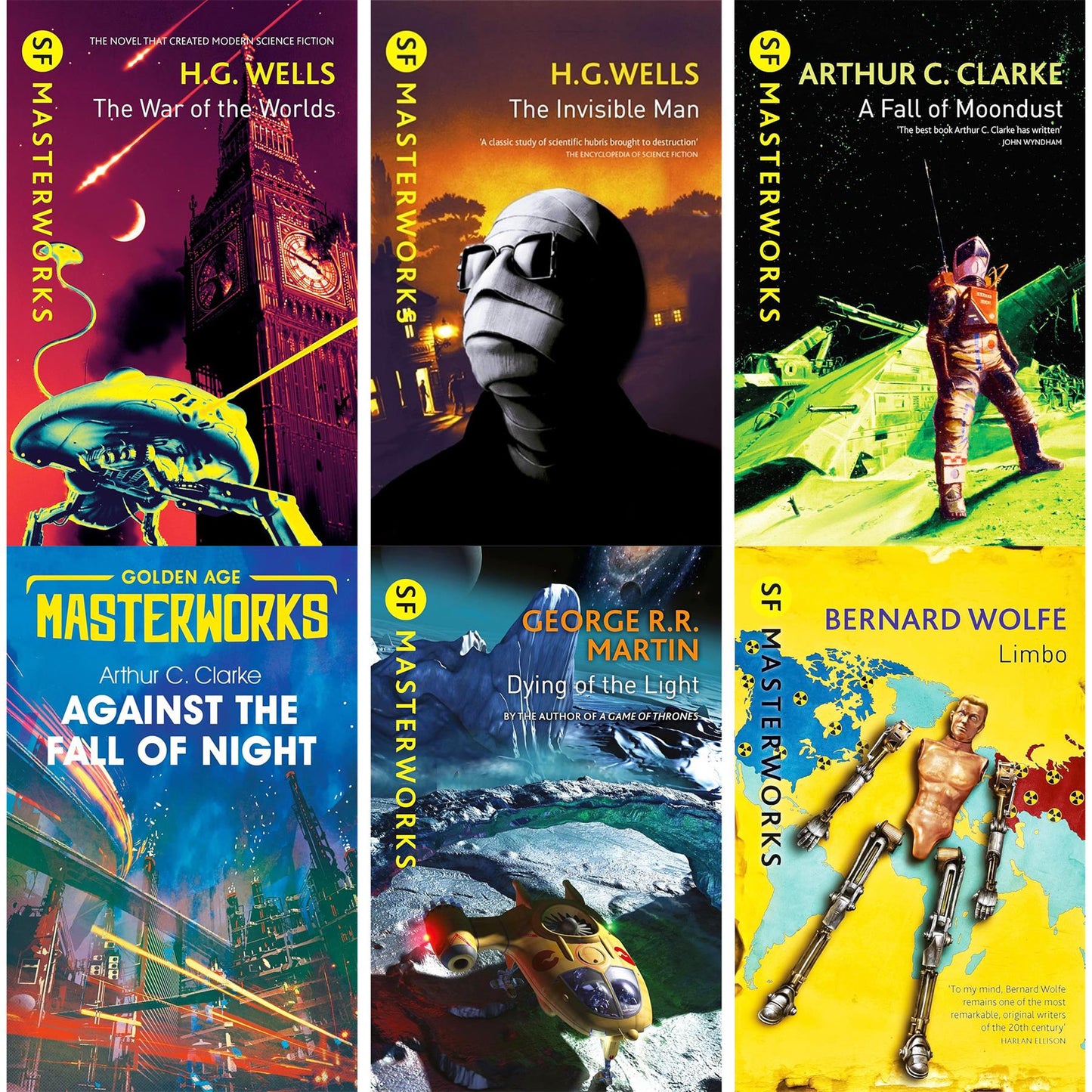 SF Masterworks Foundational Collection – Shaping the Genre in War of the Worlds by H.G. Wells, A Fall of Moondust by Arthur C. Clarke, Limbo by Bernard Wolfe & More (6-Book Set)