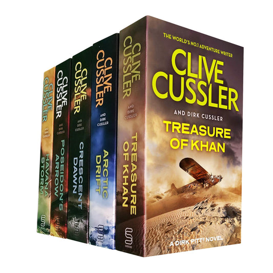 Clive Cussler’s Dirk Pitt 5-Book Collection: “Treasure of Khan,” “Arctic Drift,” “Crescent Dawn,” “Poseidon’s Arrow,” and “Havana Storm” – Epic Maritime Thrillers