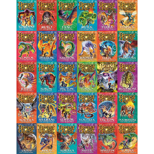 Beast Quest 30-Book Collection by Adam Blade: Fang the Bat Fiend, Komodo the Lizard King, Tecton the Armoured Giant & More – Complete Series 6-10 Adventure Set for Young Fans