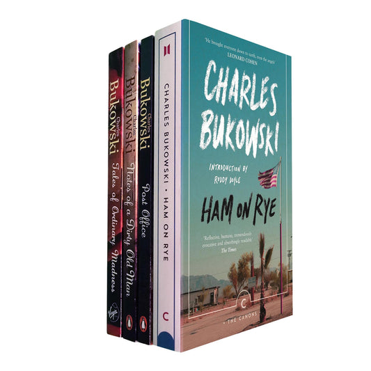 Charles Bukowski Four-Book Collection: Ham on Rye, Notes of a Dirty Old Man, Tales of Ordinary Madness, and Post Office – Raw and Provocative Stories of Life’s Gritty Realities