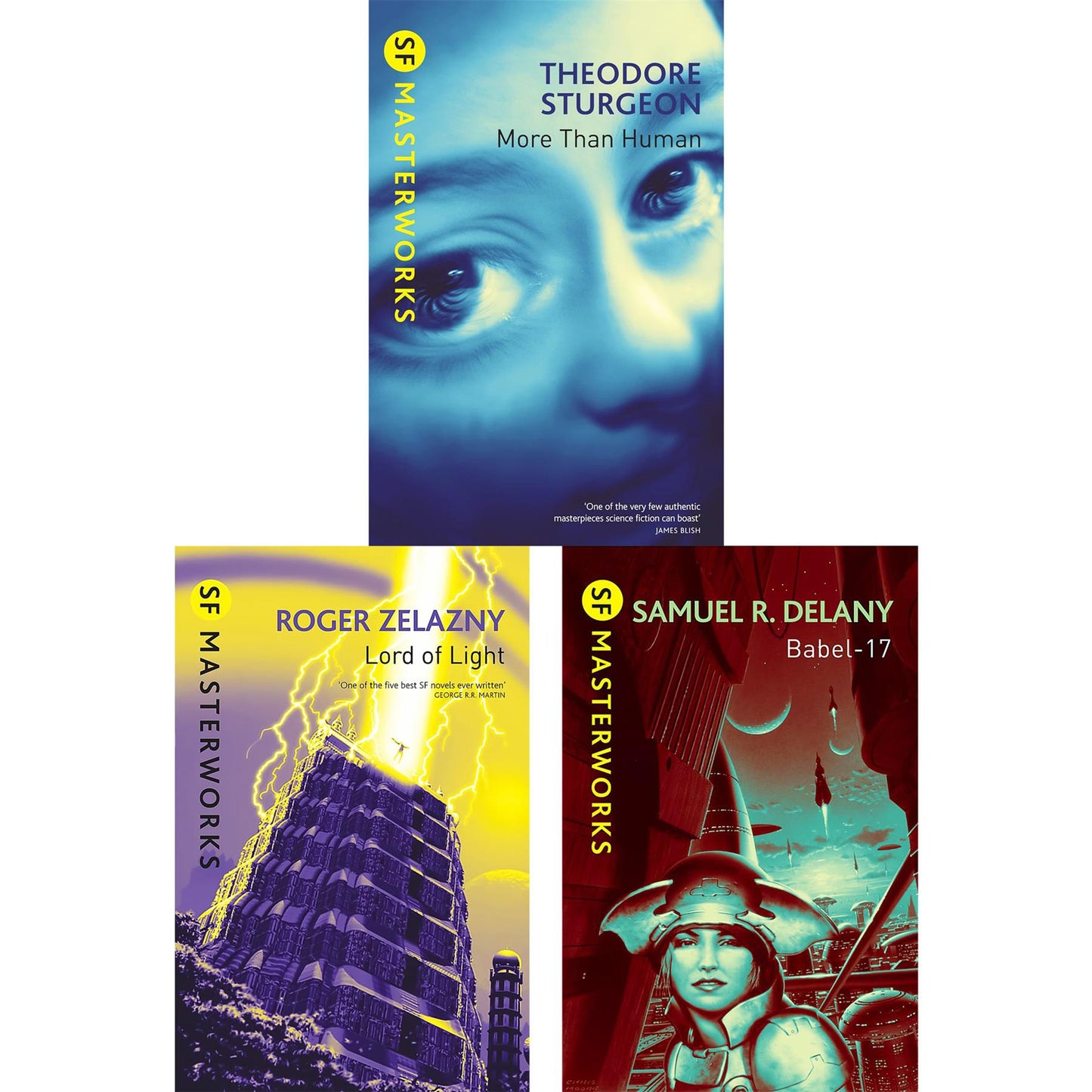 SF Masterworks Collection – Human Nature, Consciousness & Identity in More Than Human by Theodore Sturgeon, Lord of Light by Roger Zelazny & Babel-17 by Samuel R. Delany (3-Book Set)