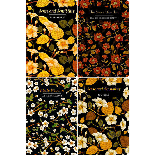 Sense and Sensibility by J. Austen, The Secret Garden by F. H. Burnett & Little Women by L. M. Alcott (Hardcover, 3 Books) with a Matching Journal in Exquisite Chiltern Editions