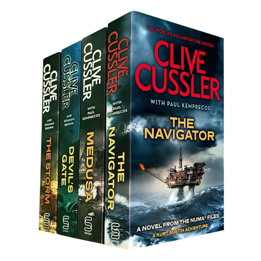 Clive Cussler’s NUMA Files 4-Book Set: “The Navigator,” “Medusa,” “Devil’s Gate,” and “The Storm” – Gripping Maritime Thrillers and Action-Packed Adventures